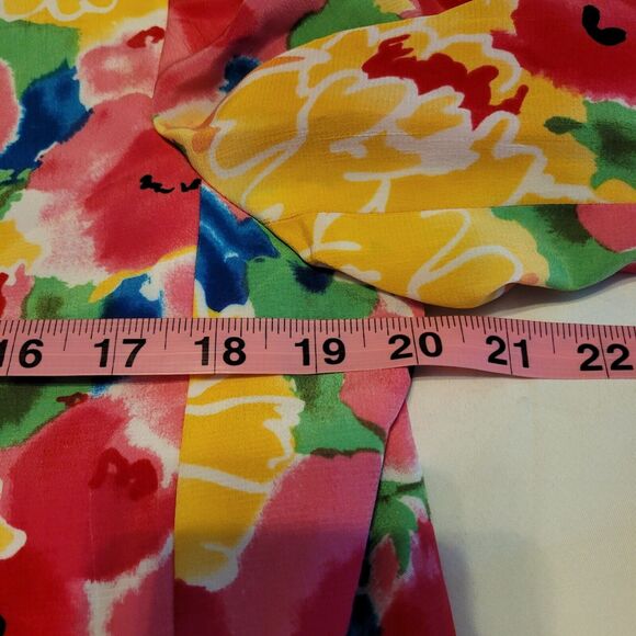 Evan Piccone Blazer Woman Large Crop Jacket Floral Watercolor Colorful Vibrant - Picture 8 of 10